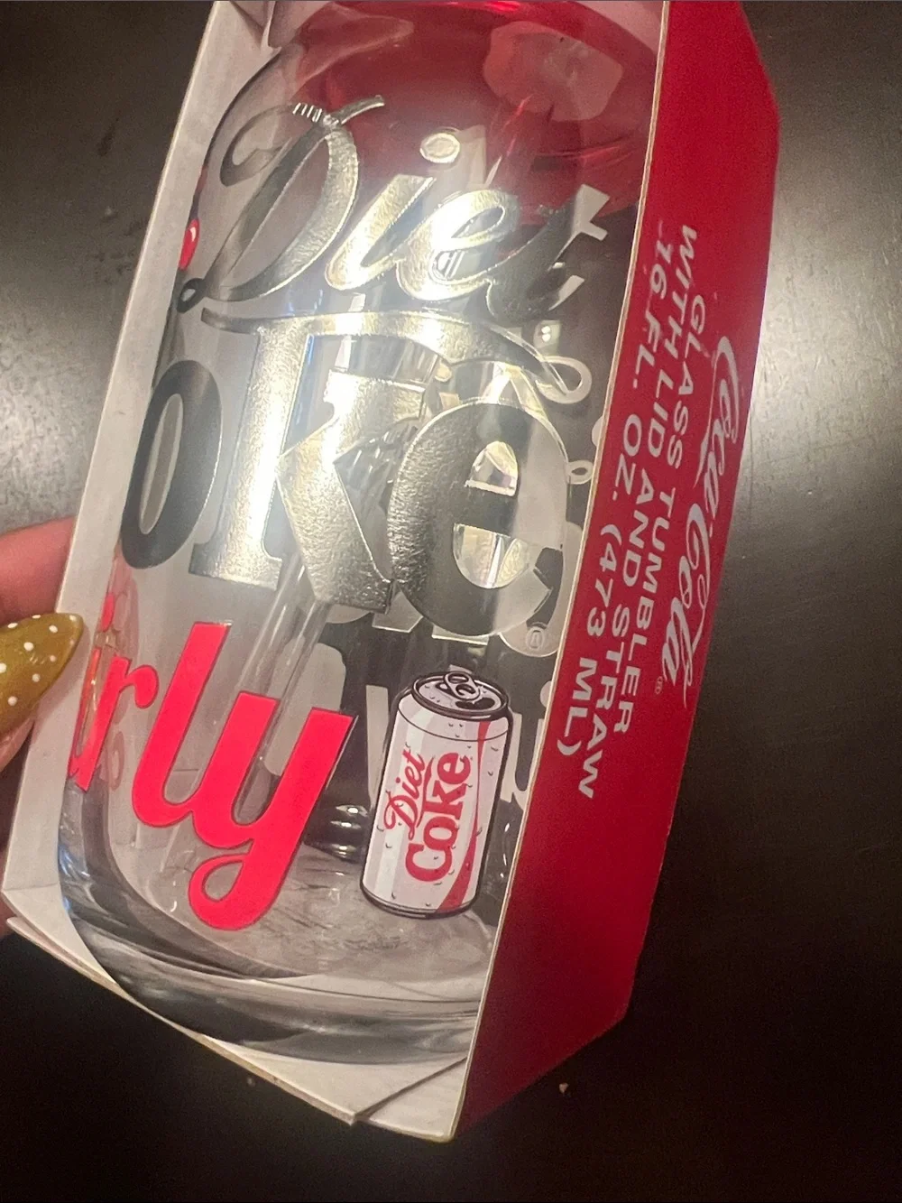 Coca Cola Clear Tumbler with Red Lid and Silver Logo